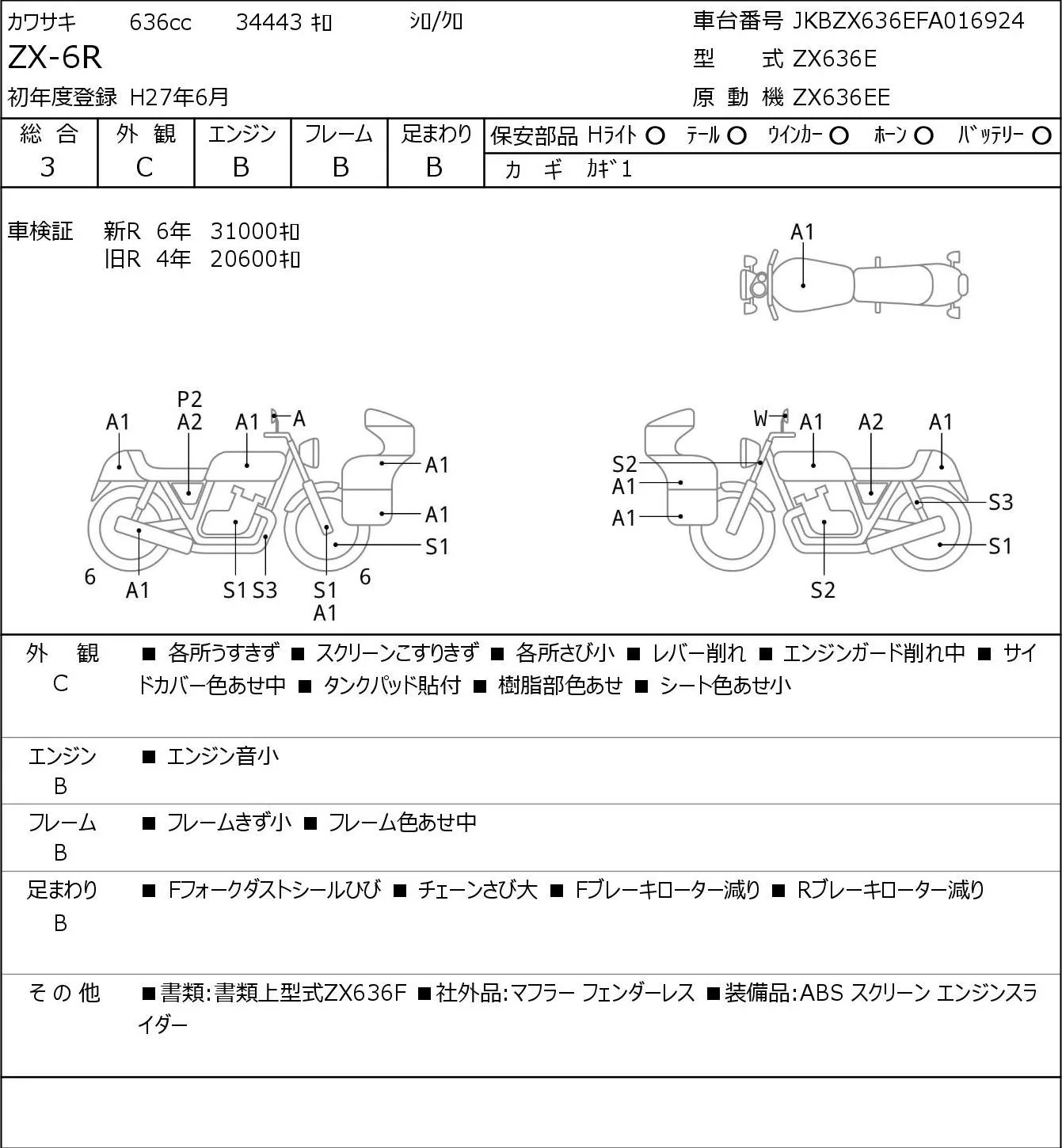 Kawasaki ZX-6R с аукциона JBA, кадр 6