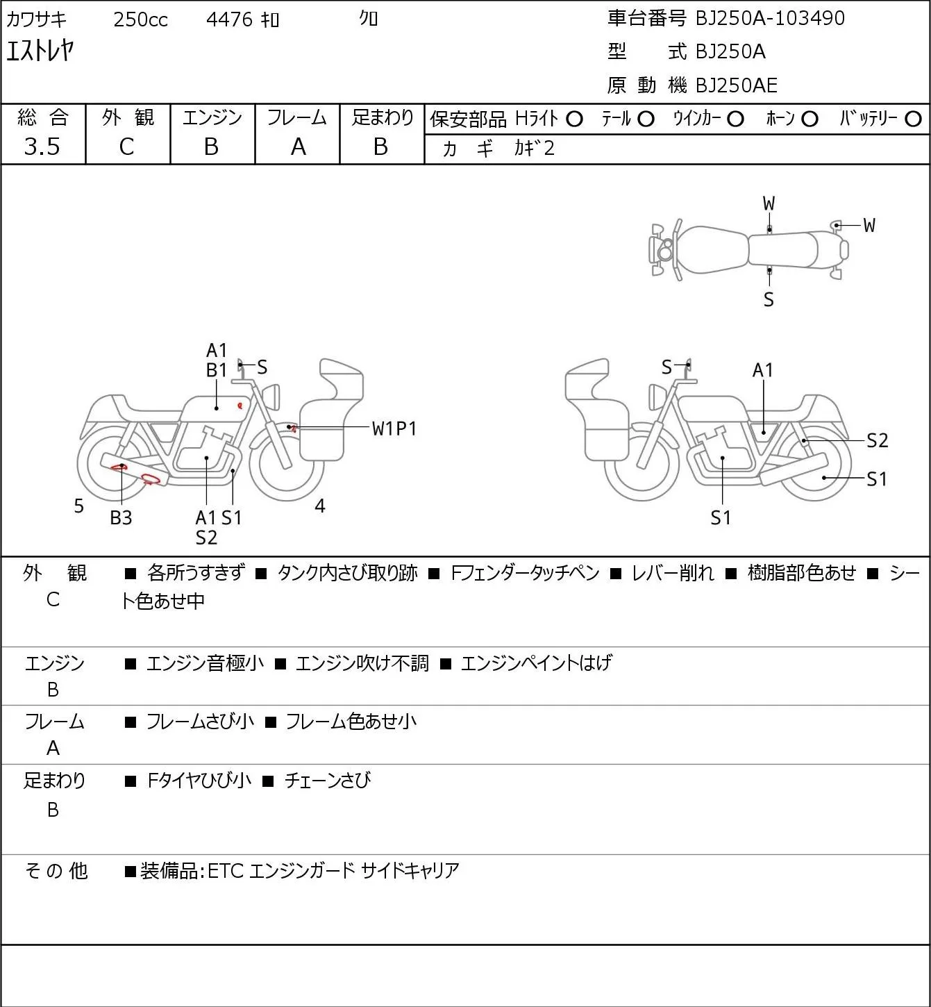 Kawasaki ESTRELLA250 RS с аукциона JBA, кадр 6