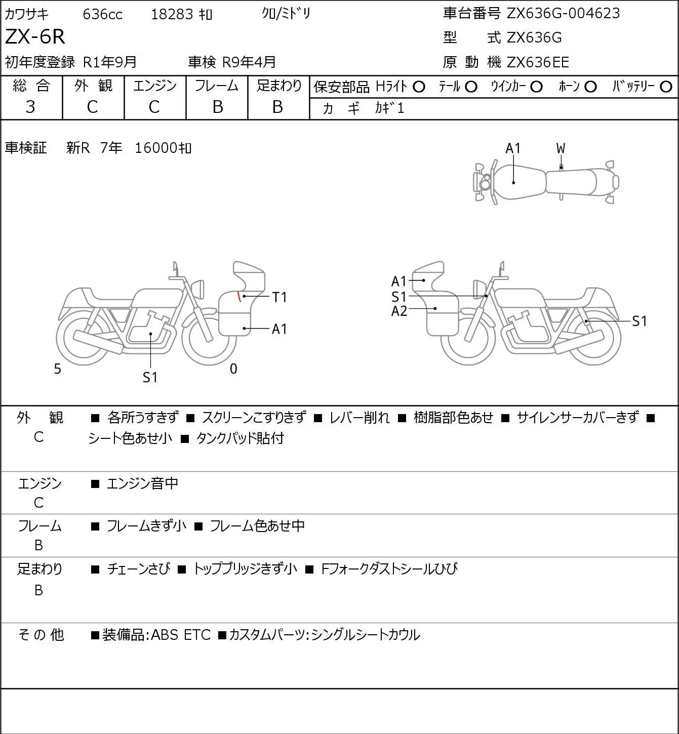 Kawasaki ZX-6R с аукциона JBA, кадр 3